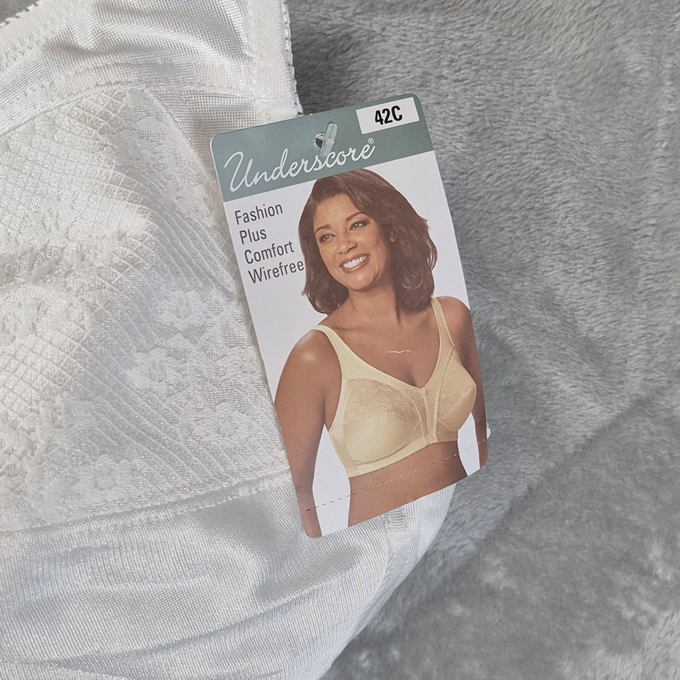 Sutiã feminino sem fio Underscore tamanho 42C branco novo com etiquetas suporte confortável sem forro 4804 - Imagem 3 de 4
