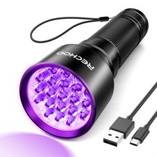 21 LED UV Flashlight 395nm Rechargeable Black Light for Pet Urine Detection