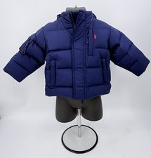 Polo Ralph Lauren Hooded Puffer Down Jacket Coat Size 12M Navy Blue w Red Pony