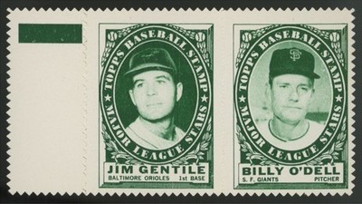 1961 Topps Jim Gentile / Billy O'Dell Stamp Panel NM