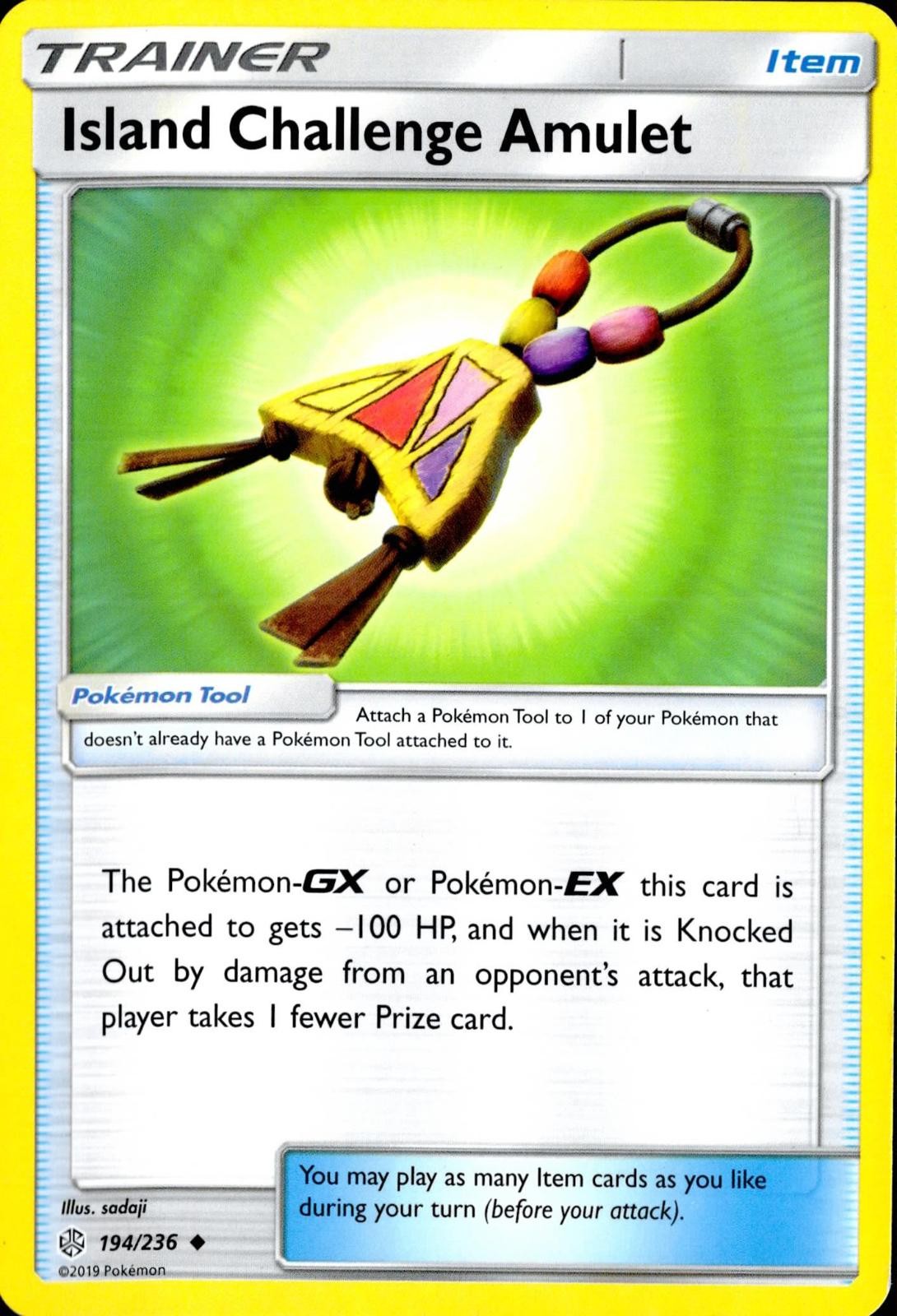 ISLAND CHALLENGE AMULET 194/236 UNCOMMON COSMIC ECLIPSE POKEMON NM