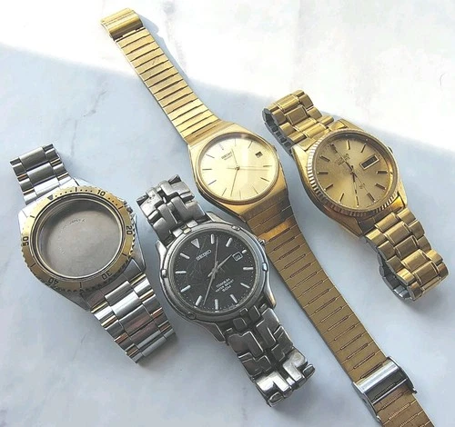 Vintage Seiko Titanium Diver Dress Bracelet Quartz Mens Watch Lot For Restore