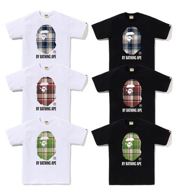 A BATHING APE Men's BAPE CHECK BY BATHING APE TEE 1L80110022 r