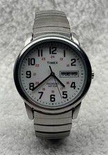 Timex T20461 Easy Reader, Men's Silver-tone Expansion Watch, Indiglo, Day  Date