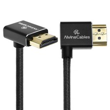 8K HDMI 2.1 60Hz 120Hz Fast for Atomos Left to Right Angle Braided Coiled Cable