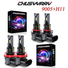 4x 9005 H11 Combo LED Headlight High Low Beam Bulbs Kit 6000K Super White Bright
