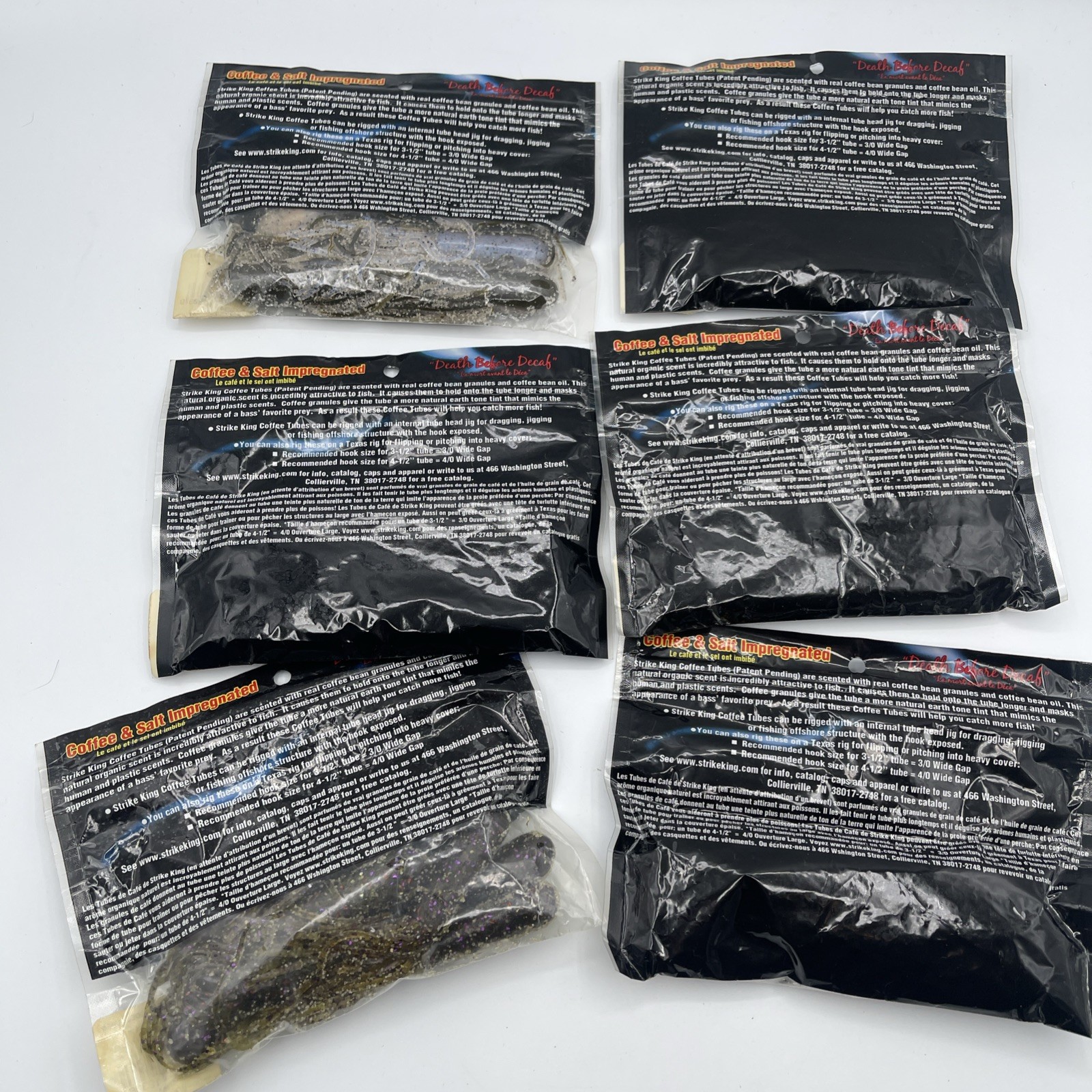 Strike King 3.5" Coffee Tube Watermelon Purple Gold Flake Plastic Worm 48 Count - Image 8