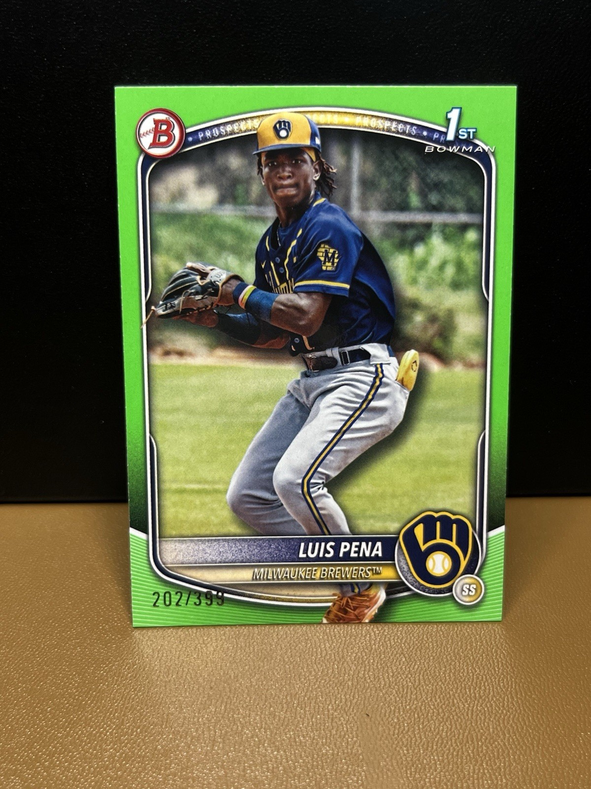 2025 Bowman 1st Prospects Luis Pena #BP-38 Neon Green 202/399 MIL BREWERS MLB