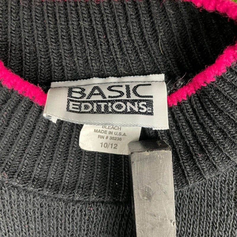 Vintage Basic Editions Black Pink Waffle Knit Cre… - image 5