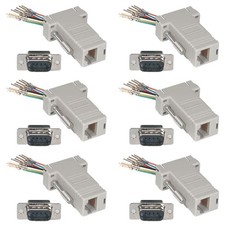 6 Pcs DB9 9-Pin RS232 Male to RJ11 RJ12 6P6C Phone Line Adapter Modular Ivory