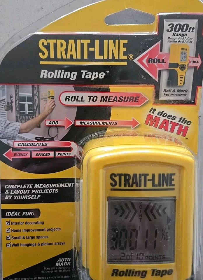 STRAIT-LINE Rolling Tape Measure 300ft Digital Display NIB- For Home Projects - Image 2 of 4