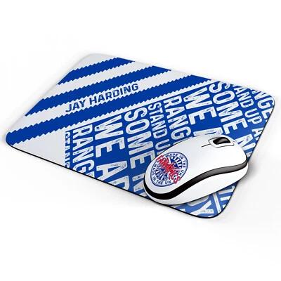 THEFANATICS Personalised Rangers Mouse Mat Retro Football Office Work Pad Dad Gift RFS44