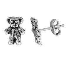 Sterling Silver Bear Stud Earrings