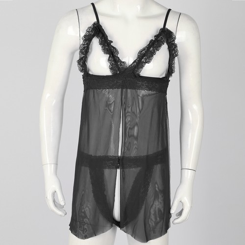 Hombres Satén Sedoso Sedoso Doncella Vestido de Halloween Ropa de noche Travestismo Lencería Pijama - Imagen 27 de 31