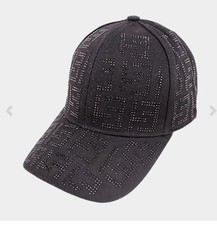NEW W TAGS WOMEN'S BLING PATTERNED BLACK RHINESTONE BASEBALL HAT CAP