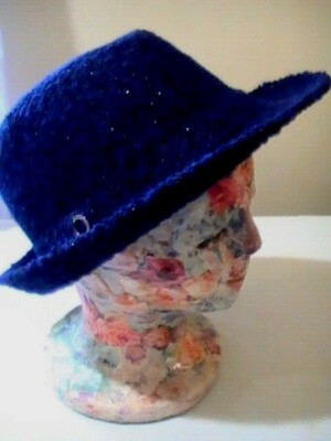 Calvin Klein Tweed Trilby Hat Calvin Klein Blue Trilby Polyester Blend Hat | eBay main image 3