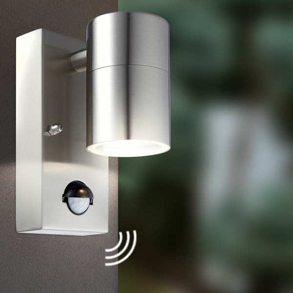 Led AußEn Wand Lampe Leuchte Glas Edelstahl Sensor IP44 Weg Garten Hof Terrasse-image