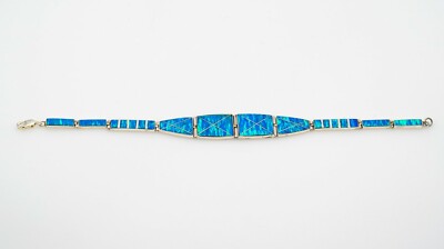 Hellblauer Feueropal 950 Sterling Silber Kette Tennis Armband Design 