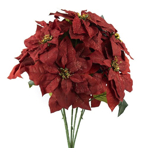 Rust Orange Poly Silk Poinsettia Bush eBay
