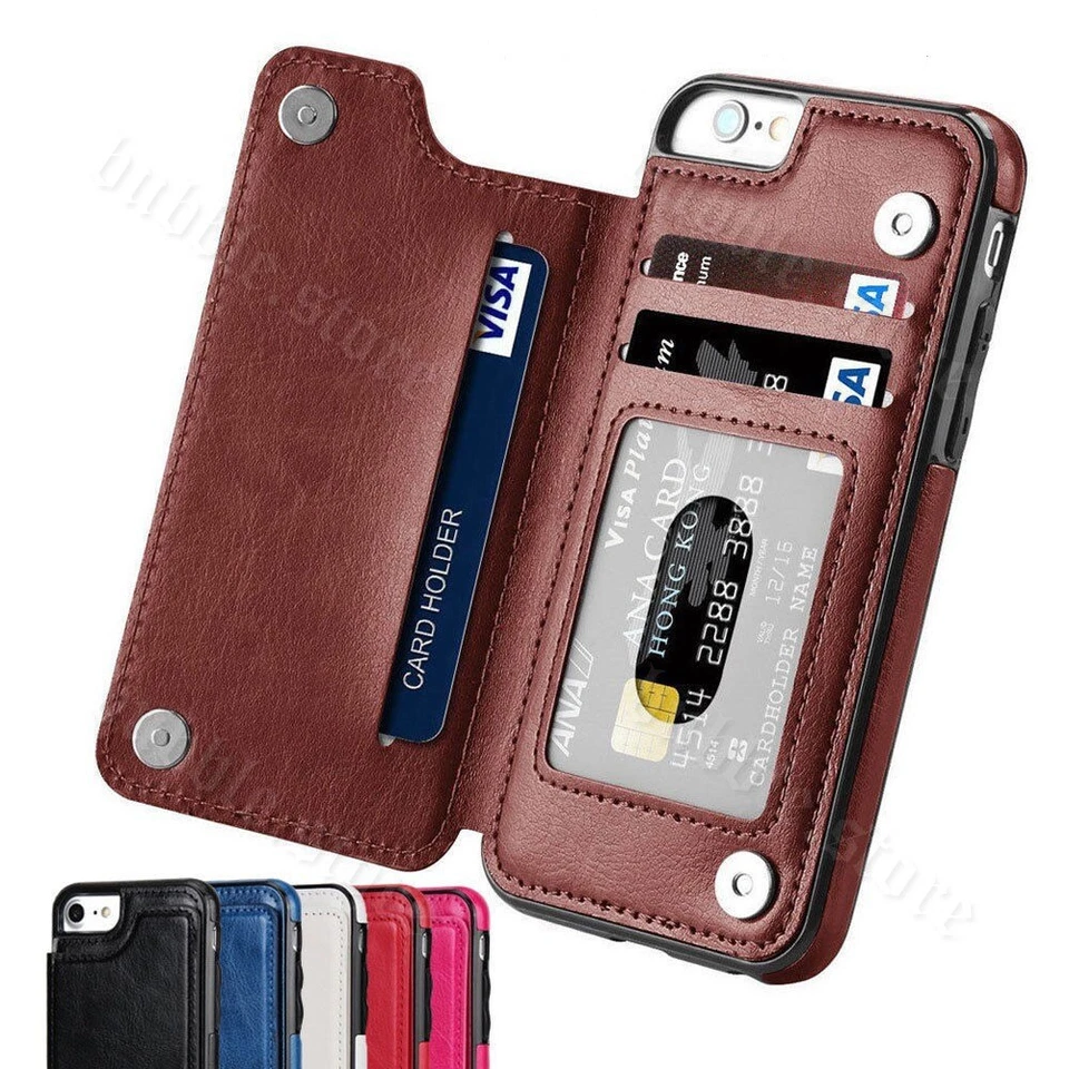 Cartera Tarjeta con Piel Cober Funda For iPhone 16 15 14 12 13 11 PRO MAX cover - Image 2 of 4