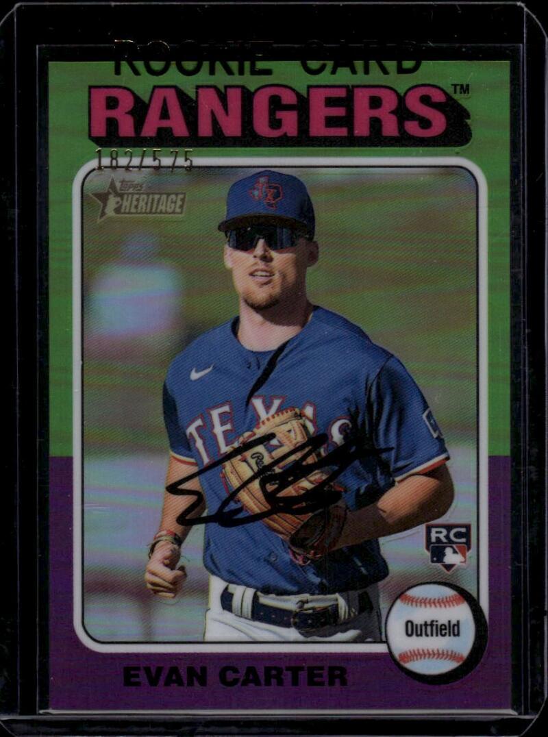 2024 Topps Heritage Chrome Refractor #170 Evan Carter RC Rookie Card 182/575