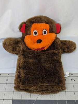 Monkey Hand Puppet Plush Orient Trading Brown Orange Stuffed Animal Toy