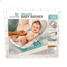 Summer Infant Deluxe Baby Bather Dashed Dots Gray/Aqua  Brand New In Box