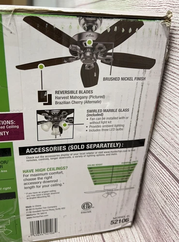 Hunter 42" Ceiling Fan With LED Light One Side Cherry Other Side is Mahogany - Picture 5 of 7