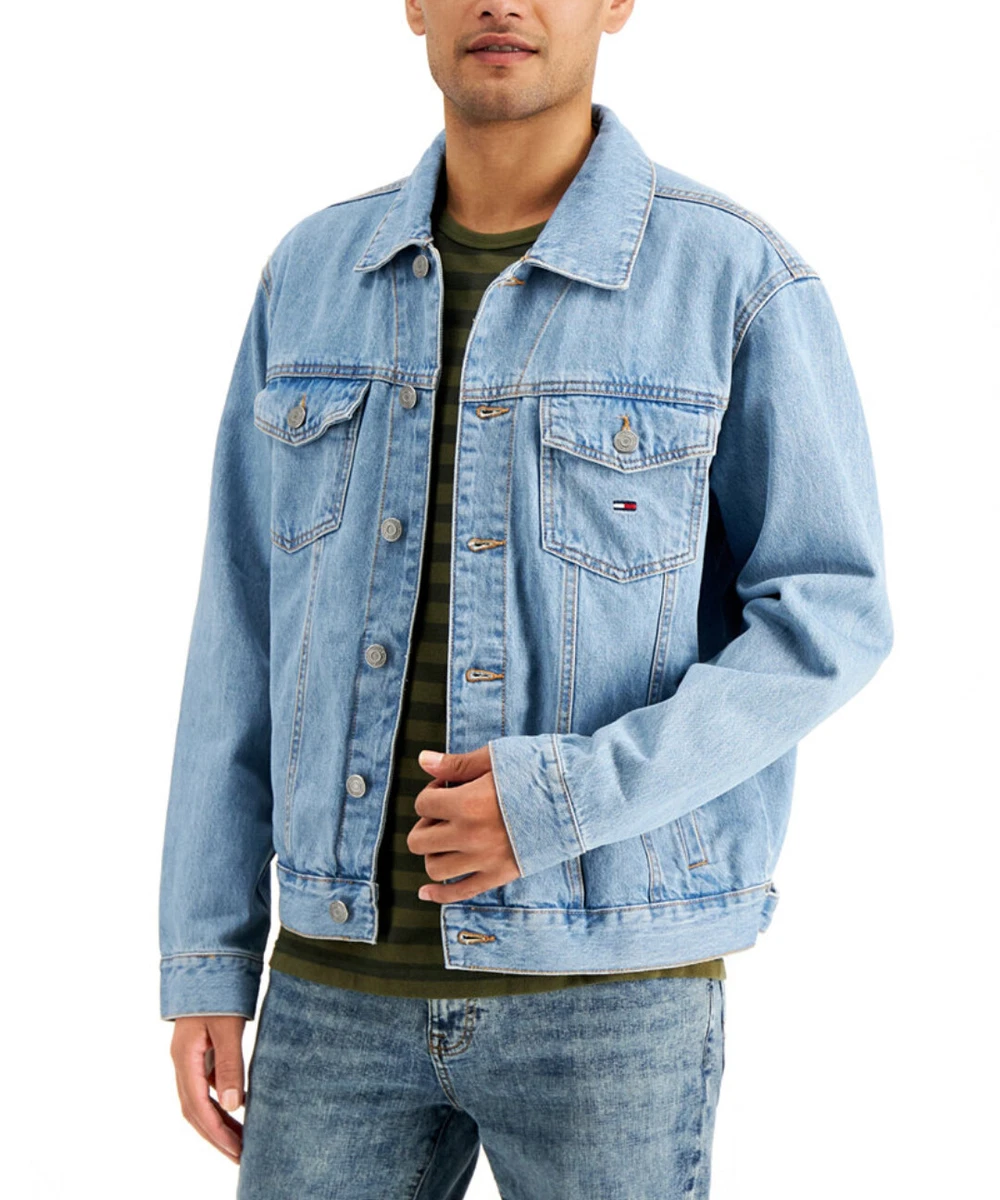 Tommy Hilfiger Denim Men s LIght Blue Flag Denim Trucker Jacket