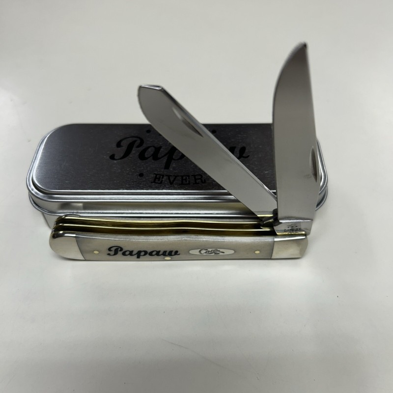 CASE XX #10430 PAPAW NATURAL BONE TRAPPER SS IN TIN