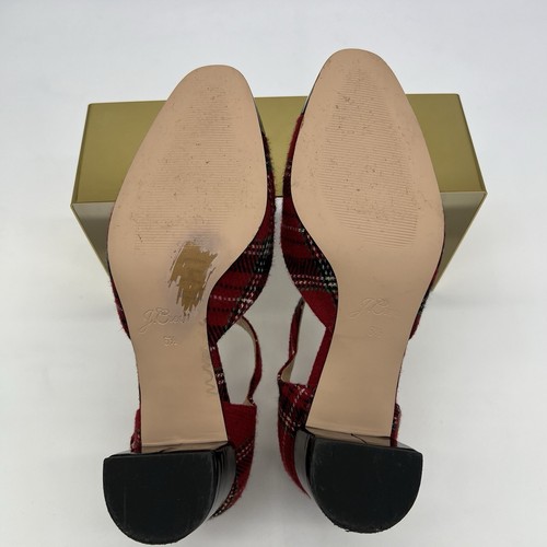J.Crew Millie Deep Ruby Plaid Patent Toe Ankle Strap Block Heels Pumps Size 6.5 - 第 11/13 張圖片