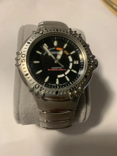 Vintage Seiko Divers Giugiaro Design Kinetic Watch 5m42-0F20 Keeping Time