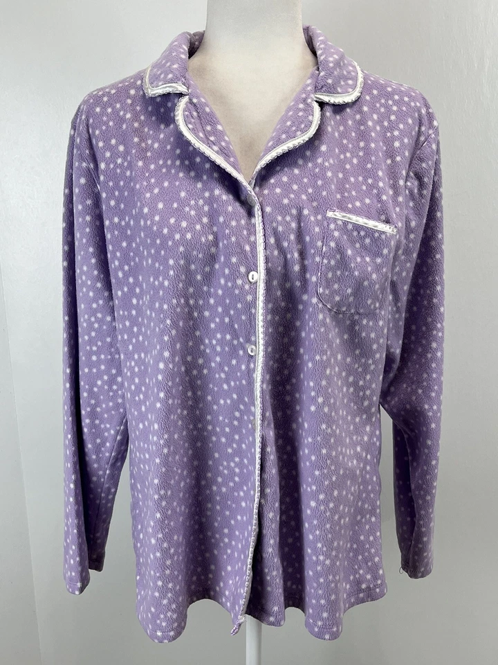 Conjunto de pijama polar Aria talla X-grande usado en excelente estado lunares morados para mujer suave 2 piezas Foto 2 de 4