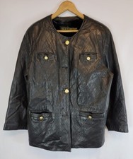 Maximilian Jacket Black Quilted Leather W Fur Removable Vest Lining Women's 10