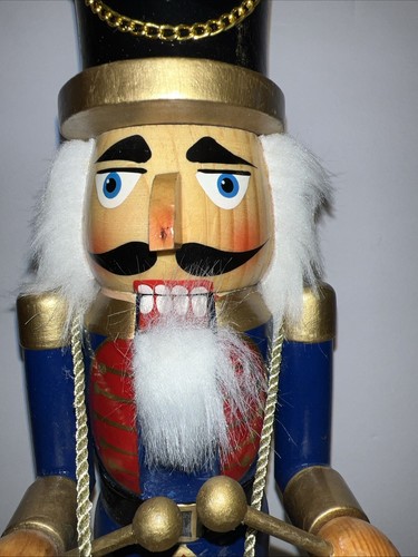 15” Wooden Nutcracker Drummer Soldier In Blue And Red - Picture 3 of 15