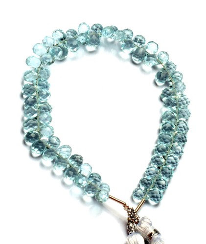 Aquamarine Color Quartz 6x4 mm Size Faceted Teardrop Briolette Beads 6.5" Strand - Picture 6 of 7