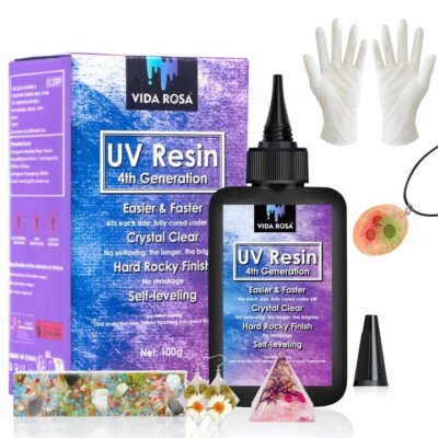 UV Harz Hart Typ Kristallklar für Resin Kunst, Schmuckherstellung, Basteln DIY 100g