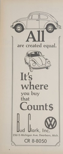 1972 Print Ad VW Volkswagen Beetle Dealer Bud Clark Dearborn,Michigan