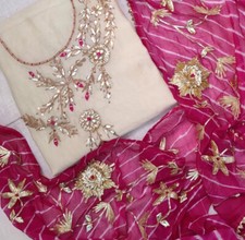 New Women's Designer Party Wear Indian Salwar Kameez Set In Chanderi fabric