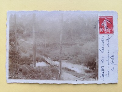 cpa Fotokarte von 1915 SCHLÖSSER DER LANDES Rustikale Brücke im WALD