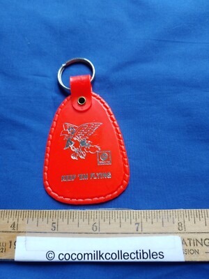 Vintage Keychain Plastic Keep 'Em Flying AC Spark Plugs Bird on the Front Red