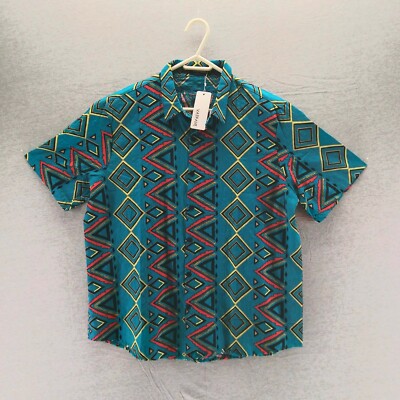 VatPave  Multicolor Hawaiian Tropical Tribal Shirt Casual Mens S/S Sz XL
