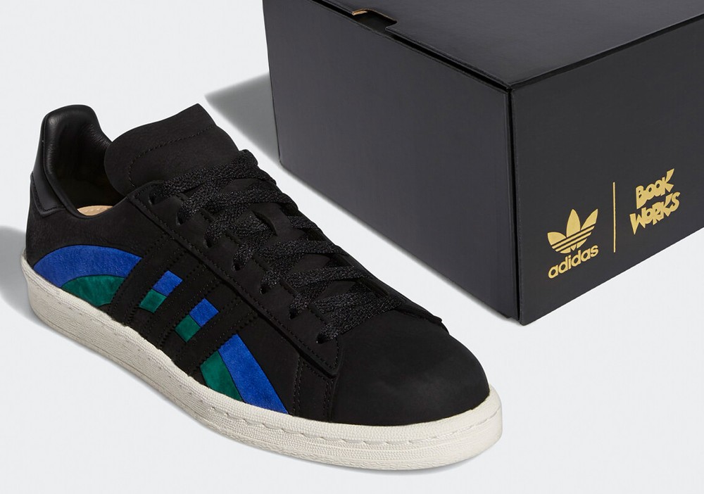 Mens Adidas x Book Works Campus 80s Core Black Bold Blue Collegiate Green GW3246