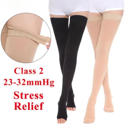 Thigh High Medical Compression Stockings for Treatment Varicose Veins Swelling