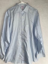 Brooks Brothers 346 Dress Shirt 18 6/7 Slim Fit Non Iron All Cotton Blue Men's