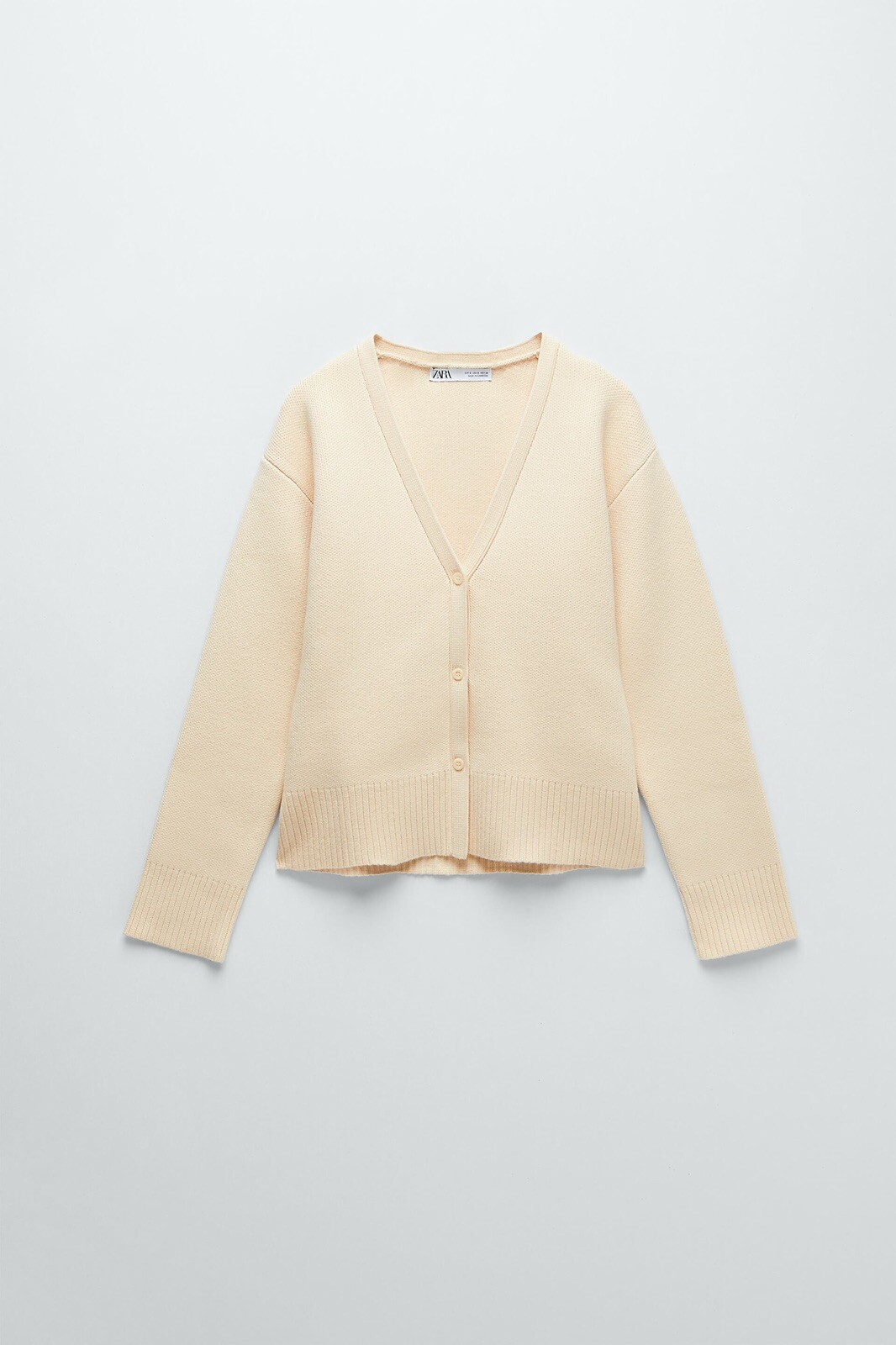 ZARA RIBBED KNIT JACKET SWEATER ECRU 5536/036 SZ M