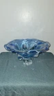 Vntg Gradient Blue Italian Murano Sommerso Art Glass Sculpted  Centerpiece Bowl