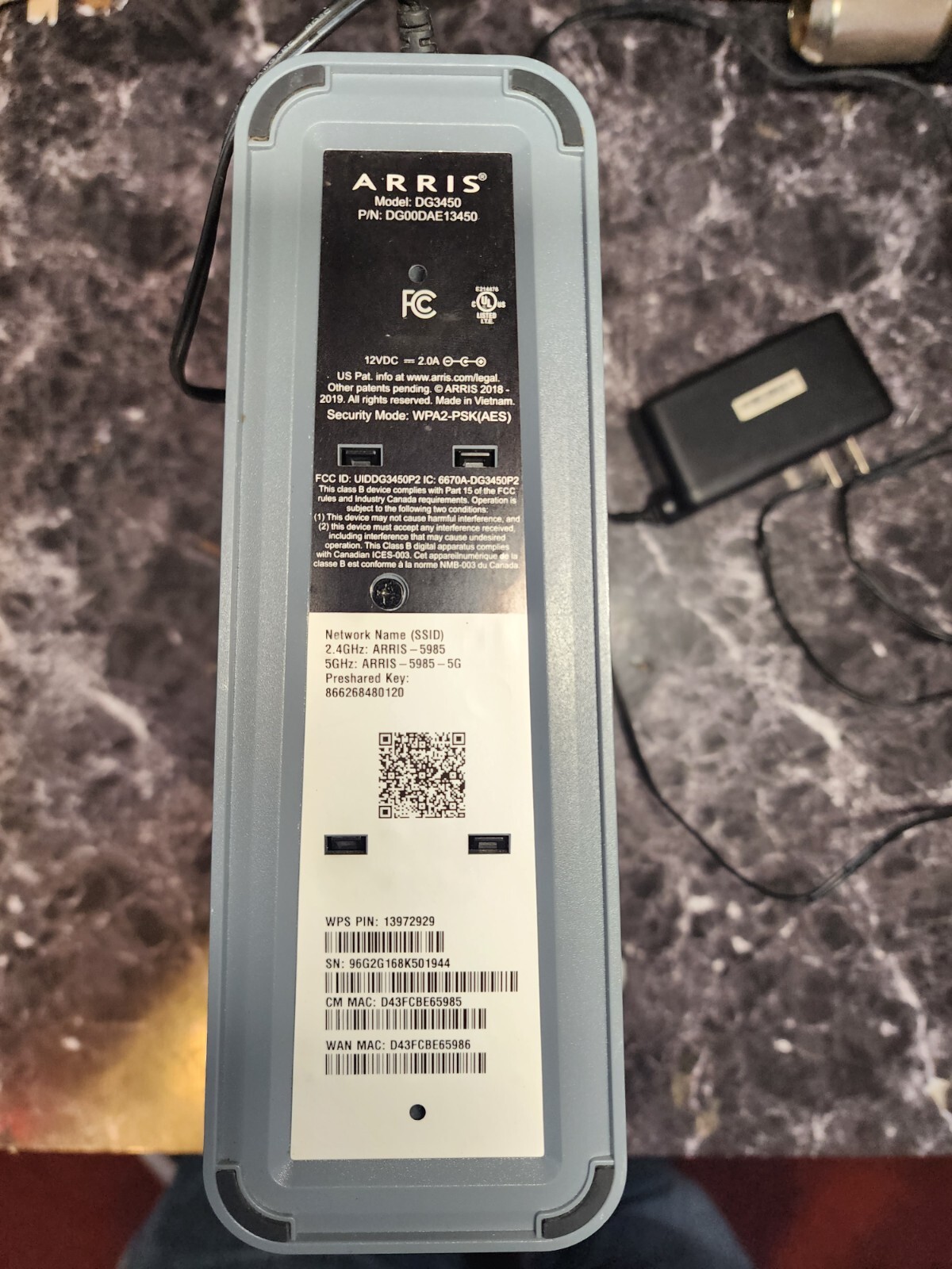 Arris DG3450 Docsis 3.1 Cable Gateway Modem/Router Black eBay