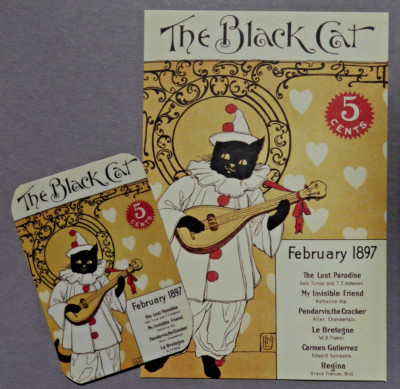 1 Kunstpostkarte  & 1 Magnet KATZE  *THE BLACK CAT* Verlag   2005 CAVALLINI & CO