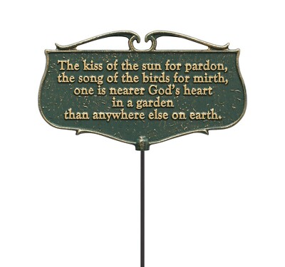 Whitehall Products ''The Kiss of The Sun...'' Garden Poem Sign, Green/Gold, Alu...